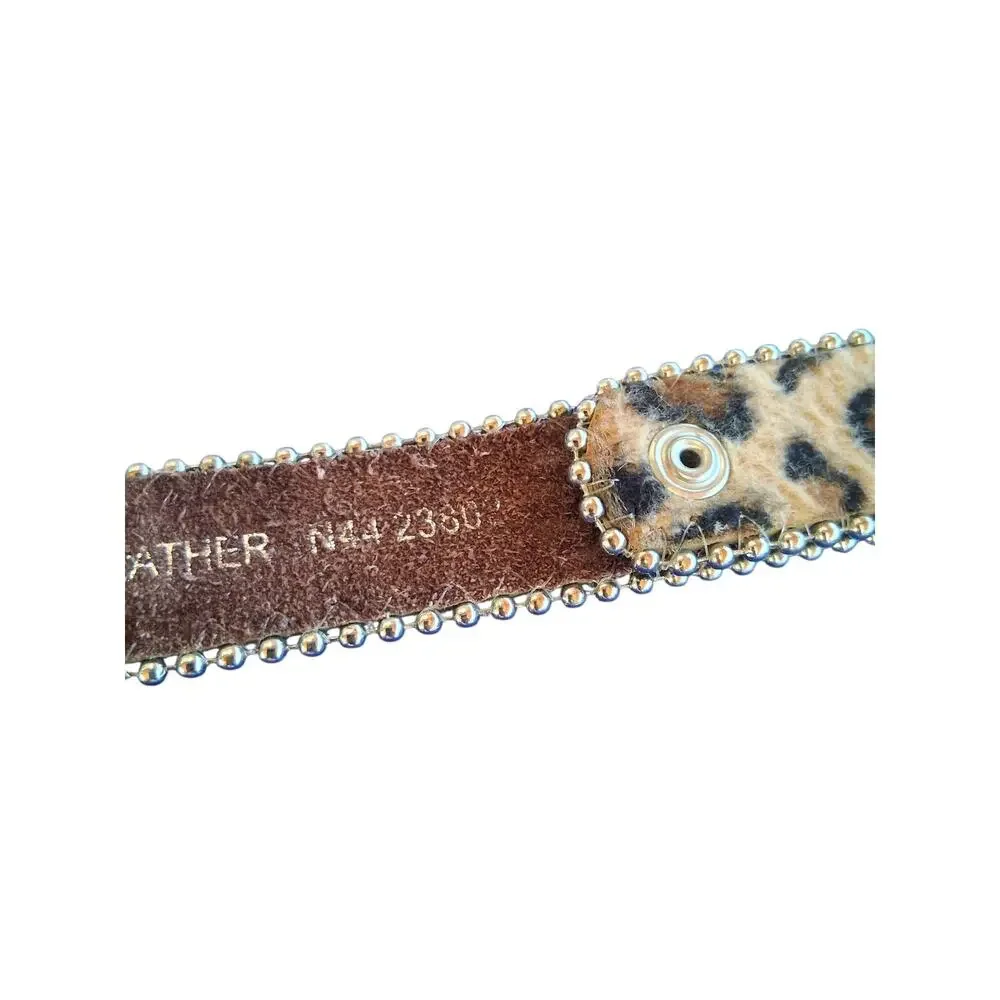 Nacona Leather Girls size 22 Western Rhinestone Bling Leopard Print Cowgirl Belt